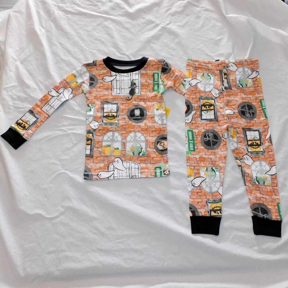 Baby Halloween 2 pce Pajamas 18 Months Unisex Ghost Pumpkin Apartment Pjs NEW
